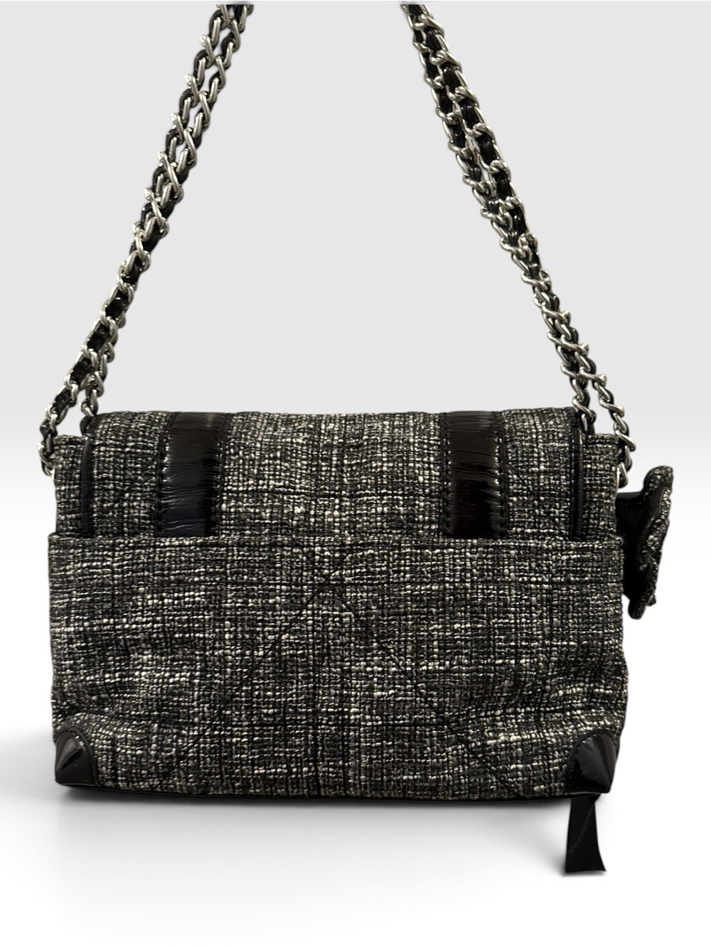 Brighton Black Tweed Chain-Handle Crossbody and Shoulder Bag 7x10.5x3 - Picture 2 of 11